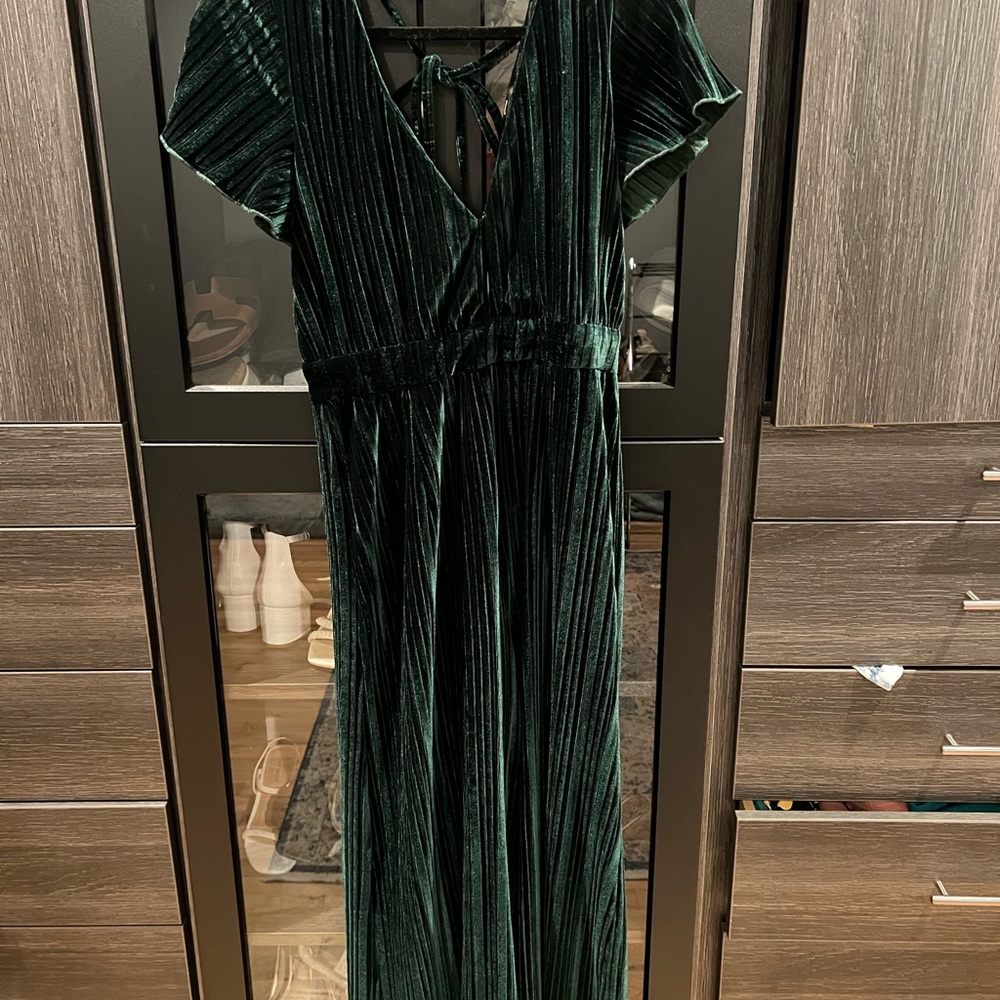 Green Velvet Mink Pink Free People Jumpsuit - Picture 4 of 5